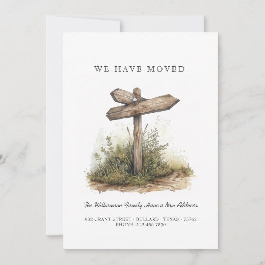 We hebben verplaatst - Nieuw adres in verkeersbord Aankondiging (Voorkant)