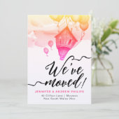 We hebben verplaatst Schattigee leuke roze nieuwe  Aankondiging (Staand voorkant)