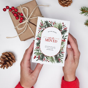 We hebben Warm Red Winter Announcement Briefkaart 