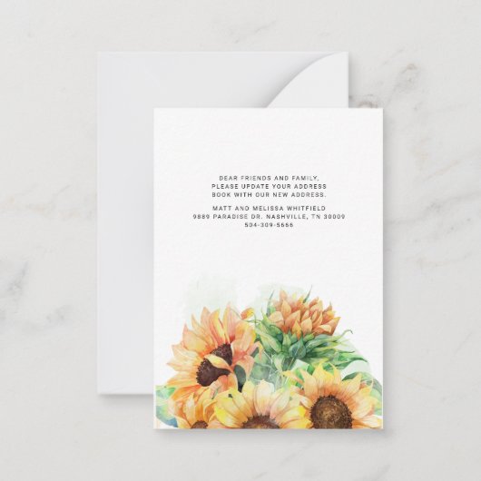 We hebben Watercoler Sunflower Moving Notitiekaartje (Achterkant)