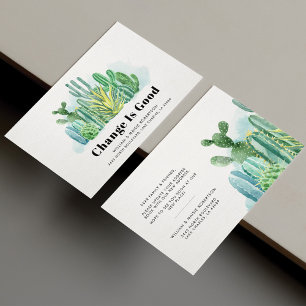 We hebben Waterverf Cactus Moving Announcement ver Visitekaartje