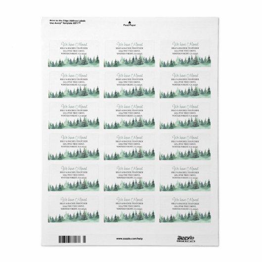 We hebben Waterverf Green Winter Pine Forest verpl Etiket (Full Sheet)