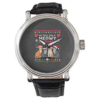 We Hiss You A Meowy Catmas Funny Cat Christmas Ugl Horloge