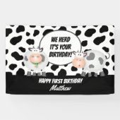 We hoorden dat het je verjaardag is Schattigee Koe Spandoek (Horizontaal)