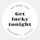 We hopen dat je geluk krijgt vanavond trouwloterij ronde sticker (Voorkant)
