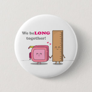 We horen bij elkaar Knop met Cute Couple in Love P Ronde Button 5,7 Cm
