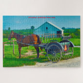 We houden van Amish Carraiges in Iowa. Jigzaag Puz Legpuzzel (Horizontaal)