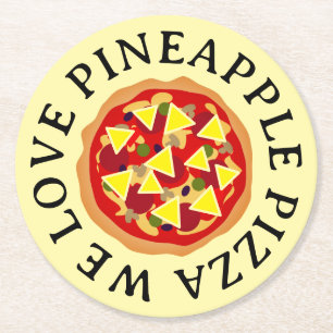 We houden van ananas pizza grappig ronde kartonnen onderzetter