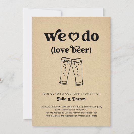 We houden van bier koppels bruiloft douche Verlovi Kaart (Voorkant)