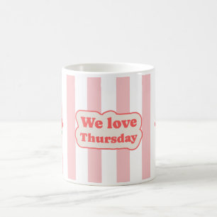 We houden van donderdag (met roze lijnen) koffiemok