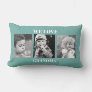 We houden van Grandma Photo Collage Turquoise Kussen