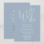 We houden van hart QR-code Dusty Blue Wedding Kaart (Voorkant / Achterkant)