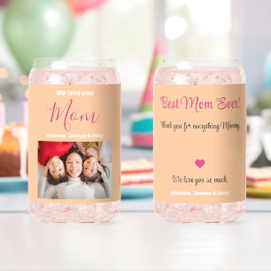 We houden van je beste mam ooit foto gepersonalise blikvorm glas
