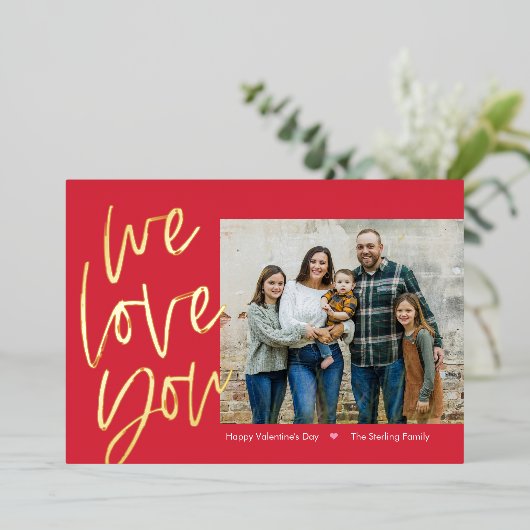 We houden van je Folie Valentijnsdag Kaart (Staand Voorkant)