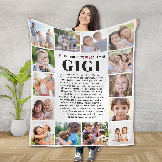 We houden van je Gigi Multi Photo Collage Keepsake Fleece Deken