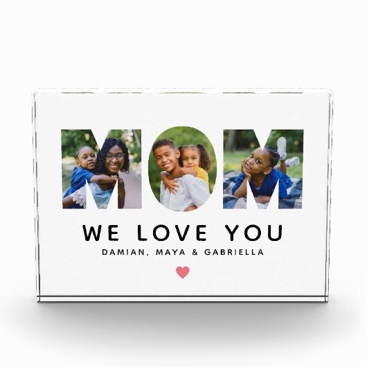 We houden van je mam Gepersonaliseerde collage Fotoblokken (Voorkant)