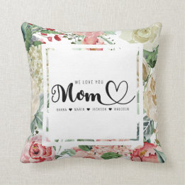 We houden van je mam Kinder Names Floral Sierkusse Kussen