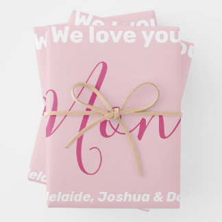 We houden van je mam roze minimalist inpakpapier vel