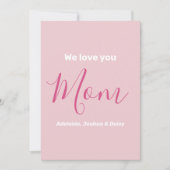 We houden van je mam roze minimalist kaart (Voorkant)