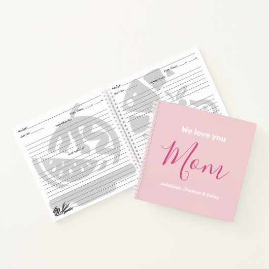 We houden van je mam roze minimalist notitieboek (Binnen)