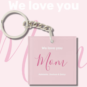 We houden van je mam roze minimalist sleutelhanger