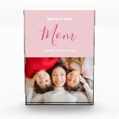 We houden van je mam roze minimalistisch fotoblok (Voorkant)