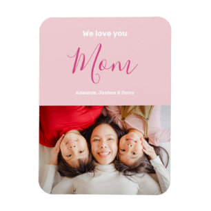 We houden van je mam roze minimalistische foto magneet