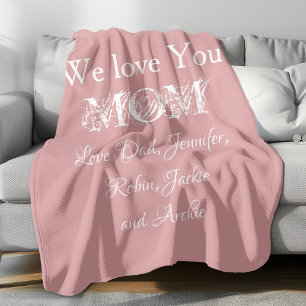 We houden van je mama familie Names Script Cute Bl Fleece Deken