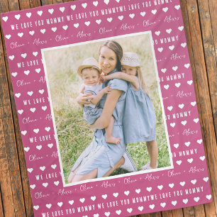 We houden van je Mama Kind Namen Foto Keepsake Fleece Deken
