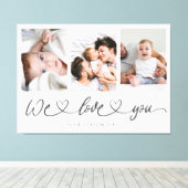 We houden van je moderne hartscript fotocollage canvas afdruk (Insitu (Houten vloer))