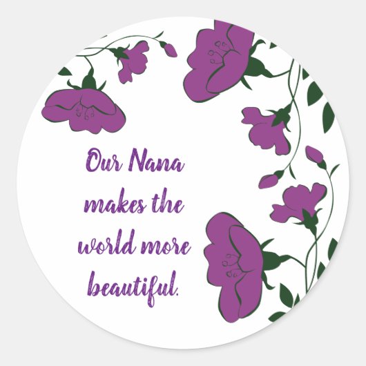 We houden van je Nana Beauful Paarse bloemkool Ronde Sticker (Voorkant)