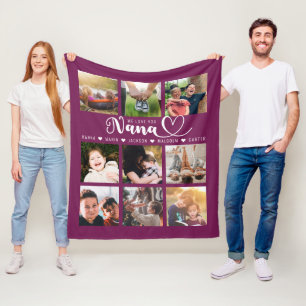 We houden van je Nana Grandkid Names Pink Photo Co Fleece Deken