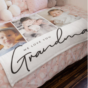 We houden van je Oma Script 3 foto's Gepersonalise Fleece Deken