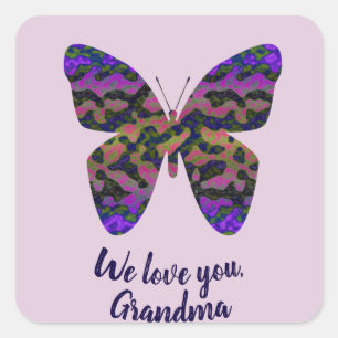 We houden van je oma Special Grandma Butterfly Vierkante Sticker