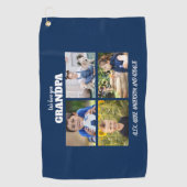 We houden van je opa 4 Foto Navy Blue Golfhanddoek (Voorkant)