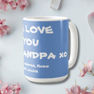 We houden van je Opa Gepersonaliseerde Zacht Blauw Koffiemok