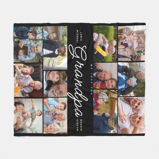 We houden van je, opa | Heart Photo Collage Fleece Deken (Voorkant (Horizontaal))