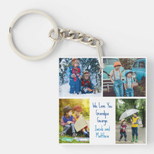 We houden van je Opa Kleinkinderen Fotocollage Sleutelhanger