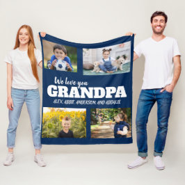 We houden van je opa Navy Blue 4 Foto Kinderfamili Fleece Deken
