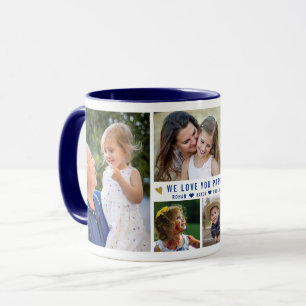 We houden van je Papa 5 Foto Collage Name Navy Blu Mok