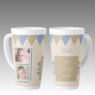 We houden van je Papa blauw en bruin met foto's Latte Mok