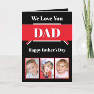 We houden van je papa Vaderdag zwarte rode foto Kaart