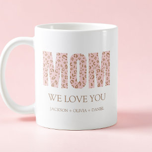 We houden van je roze luipaard moderne typografie  koffiemok