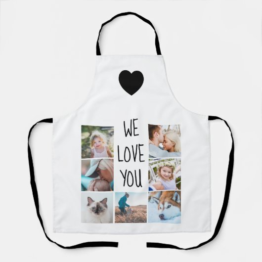 We houden van je | Uw fotocollage raster op maat Schort (Voorkant)