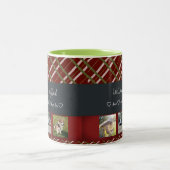 We houden van je vader, Aangepast 3 fotoraster Tweekleurige Koffiemok (Center)