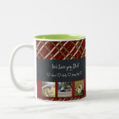 We houden van je vader, Aangepast 3 fotoraster Tweekleurige Koffiemok (Links)