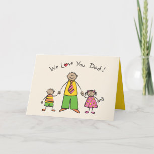 We houden van je vader Cartoon Familie Happy Vader Kaart