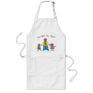 We houden van je vader Cartoon Familie Happy Vader Lang Schort
