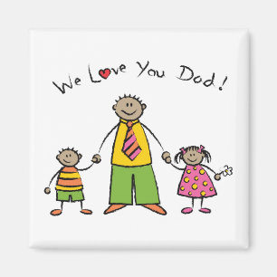We houden van je vader Cartoon Familie Happy Vader Magneet
