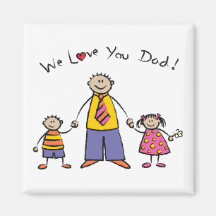 We houden van je vader Cartoon Familie Happy Vader Magneet